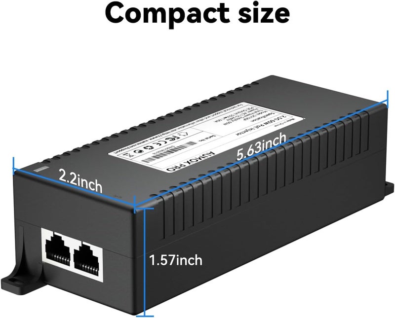 AUMOX PRO 2.5G PoE++ Injector 60W | Convert Non-PoE to PoE Adapter 10/100/1000/2500Mbps | 802.3af/at Compliant | Plug & Play | 100m (328ft) Range (2.5G 60W) - Image 5